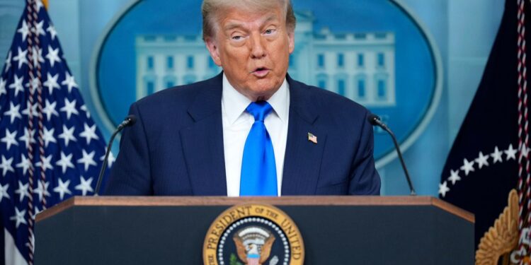 US President, Donald Trump speaks on recent Supreme Court rulings in the briefing room at the White House on June 27 in Washington, DC.