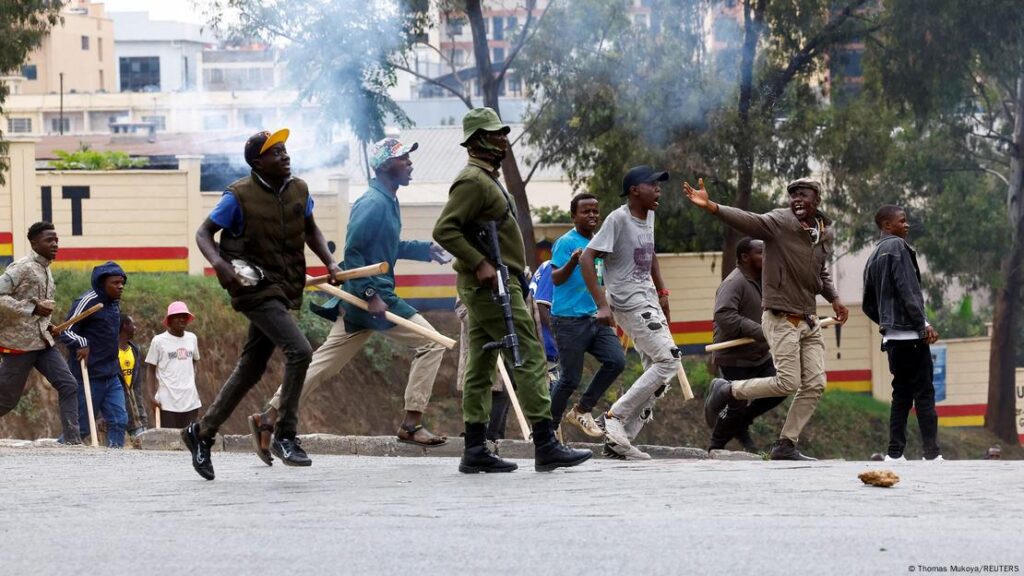 unknown attackers and protesters