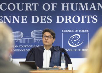 President of the European Court of Human Rights Mattias Guyomar speaks before issuing a judgment about alleged Russian violations in Ukraine since 2014, including the downing of Malaysia Airlines flight MH17, Wednesday, July 9, 2025 in Strasbourg, eastern France.
