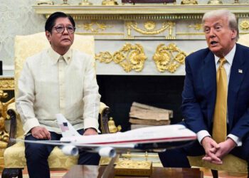 US President Donald Trump meets with Filipino President Ferdinand Marcos Jr. at the White House in Washington, DC, on July 22, 2025.