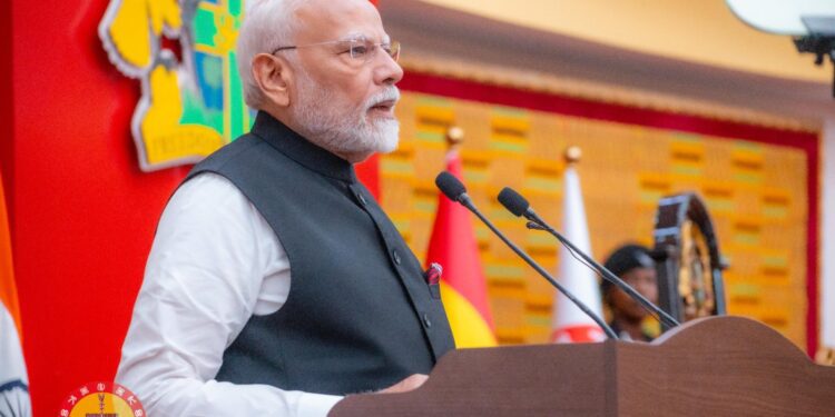Indian PM Modi Addresses Ghana’s Parliament, Celebrates Enduring Democratic Ties 1 Indian Prime Minister Narendra Modi , addressing Ghana's Parliament