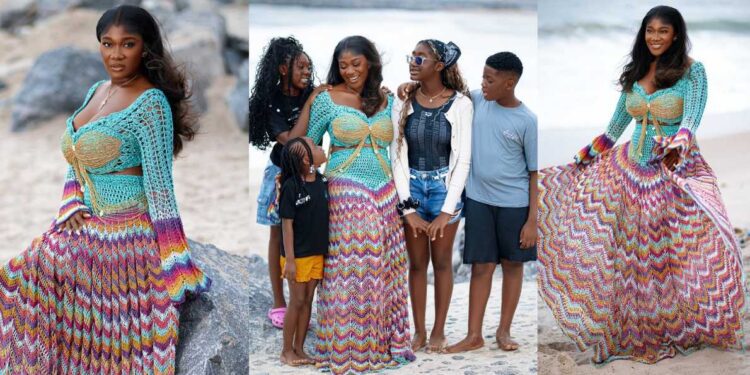 Mercy Johnson with her children