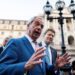 Nigel Farage and Reform UK MP Richard Tice outside the Bank of England.