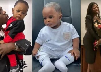 Mohabad with his son Liam, and wife Wunmi