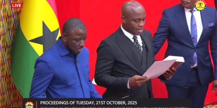 Professor Alidu Mahama Seidu, MP for Tamale Central (To the left) and Hon. Bernard Bediako, MP for Akwatia (To the right)
