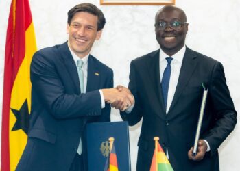 Ghana's Finance Minister Dr. Cassiel Ato Forson and German Ambassador Frederik Landshöft,