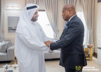 Hon. Samuel Okudzeto Ablakwa, Minister for Foreign Affairs with His Excellency Dr. Mohammed bin Abdulaziz Al-Khulaifi, Qatari Minister of State for Foreign Affairs