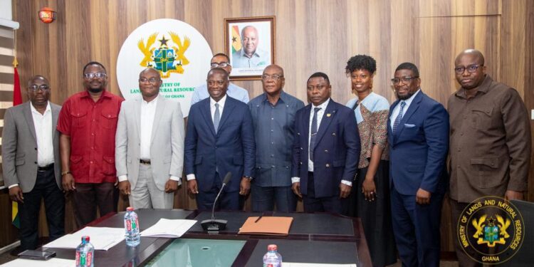 Committee Members with the Lands Minister