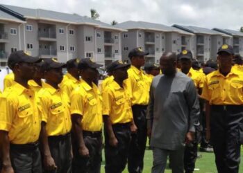 Lands Minister with Blue Water Guards