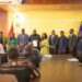 President John Dramani Mahama receiving a summary of the CRC's report from its Chairman Professor H. Kwasi Prempeh
