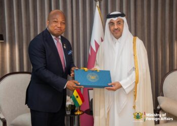 Ghana’s Minister for Foreign Affairs, Hon. Samuel Okudzeto Ablakwa and Qatar’s Minister for Labour, His Excellency Dr. Ali bin Saeed bin Samikh Al Marri