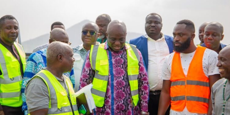 Hon. Eric Opoku, Minister of Food and Agriculture at the Kpong Irrigation Scheme