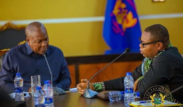 President John Dramani Mahama (L) Franklin Cudjoe, Founding President IMANI Centre for Policy and Education (R)
