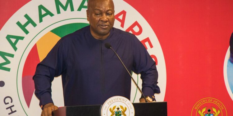 HE John Dramani Mahama, President of Ghana speaking at the launch of the Ghana Medical Trust Fund (MahamaCares)