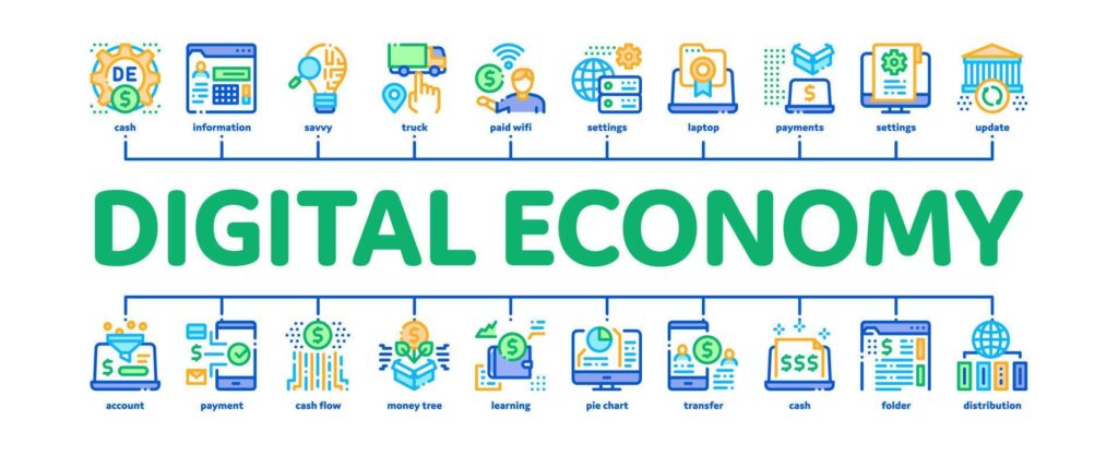 digital economy and e business minimal infographic banner vector