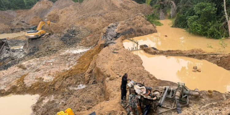 Illegal mining site