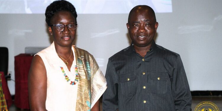 Ms. Harriet Gayi, Director for West Africa and AfCFTA at TMA with Hon. Sampson Ahi, Minister of Trade, Agribusiness and Industry