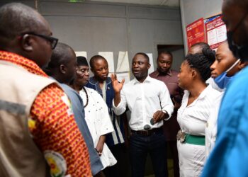 Minister for Health, Kwabena Mintah Akandoh at his tour of the Oti Region