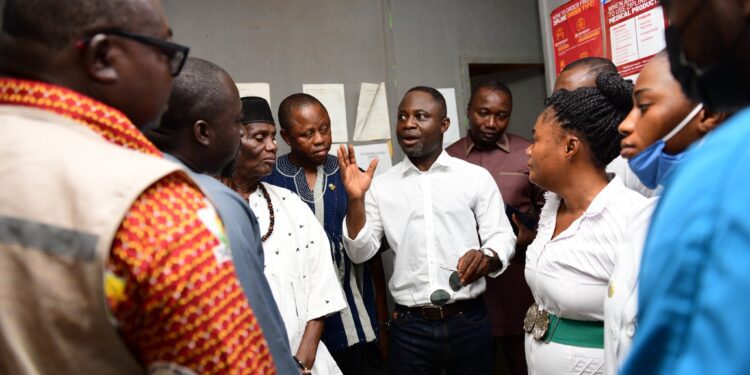 Minister for Health, Kwabena Mintah Akandoh at his tour of the Oti Region