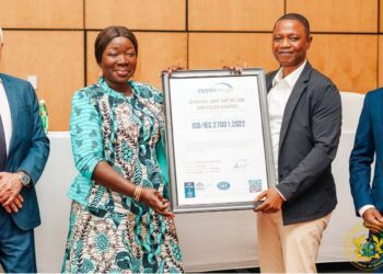 Hon. Elizabeth Ofosu-Adjare, Minister for Trade, Agribusiness and Industry Hails ISO certification of Ghana Link Network Services Ltd