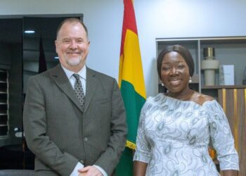 Rolf Olson, U.S. Chargé d’Affaires, with Hon. Elizabeth Ofosu-Adjare, Minister for Trade, Agribusiness and Industry