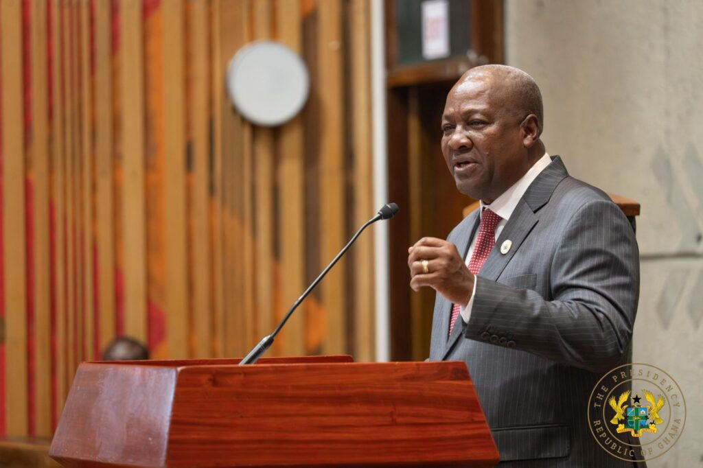 HE John Dramani Mahama, President of Ghana, addressing the Zambian Parliament