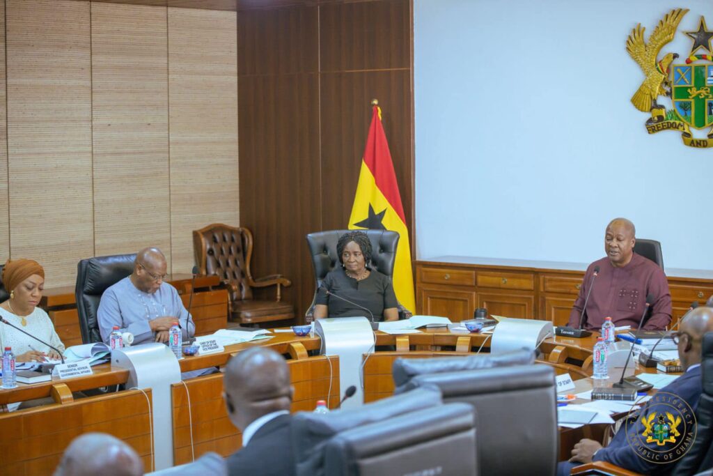 President John Dramani Mahama, chairing a Cabinet meeting