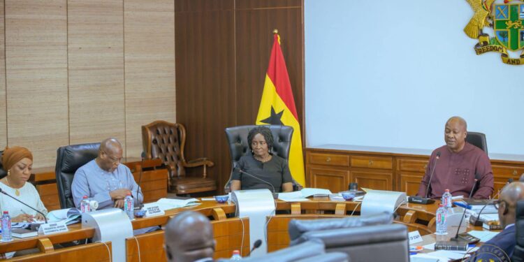 President John Dramani Mahama, chairing a Cabinet meeting
