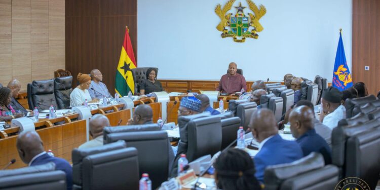 President John Dramani Mahama, chairing a Cabinet meeting