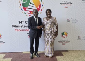 Hon. Elizabeth Ofosu-Adjare, Minister for Trade, Agribusiness and Industry, with Hon. Ibrahim Kalil Konaté, Ivorian Minister of Trade, Industry, and Handicrafts