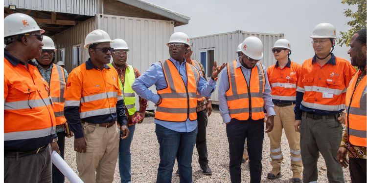 Lands Minister with his delegation at Cardinal Namdini Mining Limited CNML
