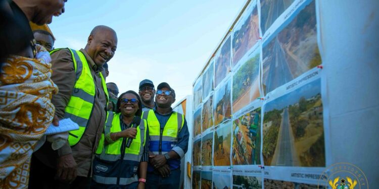 President Mahama Inspect Jinijini–Sampa Road