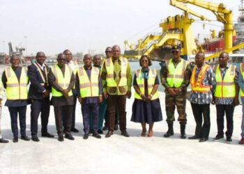 Hon. Sampson Ahi, Deputy Minister of Trade, Agribusiness and Industry, and Hon. Joseph Bukari Nikpe, Minister of Transport, Inspect Completed Dredging at Tema Port