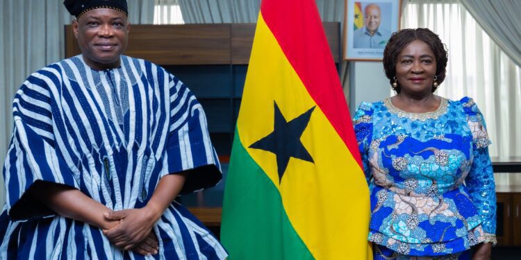 Vice President Professor Jane Naana Opoku Agyemang with Roads Minister Hon Governs Kwame Agbodza