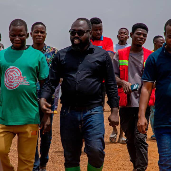 Dr. Peter Boamah Otokunor Director of the Presidential Initiative on Agriculture and Agribusiness Tours Tamne Dam in the Garu District edited