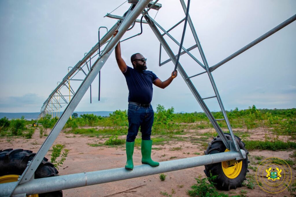 Dr. Peter Boamah Otokunor Director of the Presidential Initiative on Agriculture and Agribusiness at Ekyi Amanfrom Irrigation Site