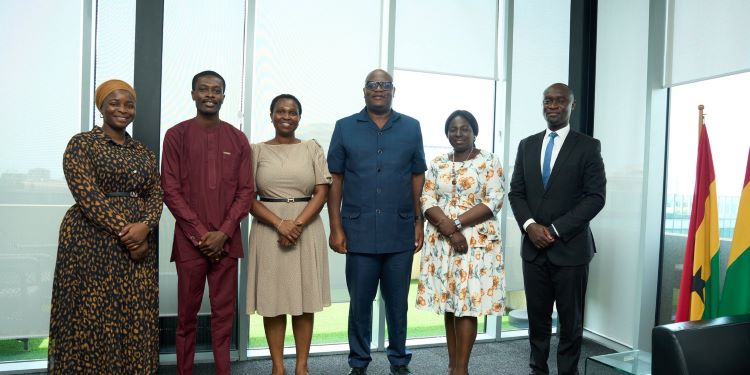 Mr. Simon Madjie, GIPC CEO, with Mrs. Edwina Atta-Sonno, Executive Secretary of CANCHAM, and Team