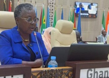 Hon. Emelia Arthur, Minister for Fisheries and Aquaculture Development, at the 34th FAO Ministerial Conference in Nouakchott, Mauritania