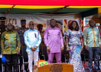 Hon. Elizabeth Ofosu-Adjare, Minister for Trade, Agribusiness, and Industry, with Dr. Frank Amoakohene, Ashanti Regional Minister at Ashanti Expo 2026
