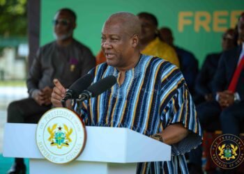 President of Ghana, HE John Dramani Mahama, speaking at the launch of the Free Primary Healthcare Policy