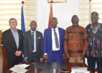 Prof. George Agyei, Director-General of GSA, with Mr. Andson Nsune of AfDB's IDEV, and Team