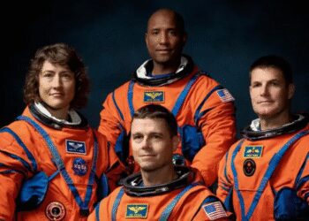 Jeremy Hansen alongside fellow astronauts Reid Wiseman, Victor Glover, and Christina Koch.