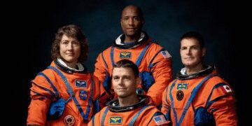 Jeremy Hansen alongside fellow astronauts Reid Wiseman, Victor Glover, and Christina Koch.