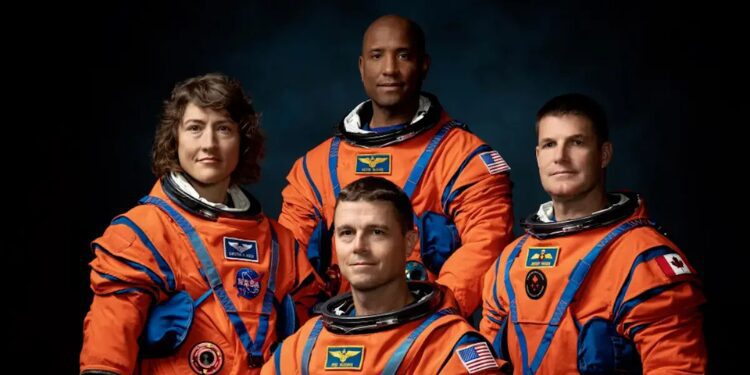 Jeremy Hansen alongside fellow astronauts Reid Wiseman, Victor Glover, and Christina Koch.