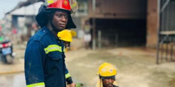 Officials of GNFS engaged in the sanitation exercise