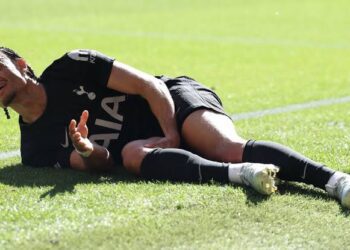 Xavi Simons goes down injured at the Molineaux. Wolves vs Spurs in the Premier League