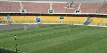 A view of the Accra Sports Stadium pitch from the VIP section