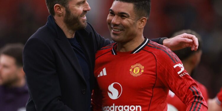 Casemiro and his head coach, Michael Carrick