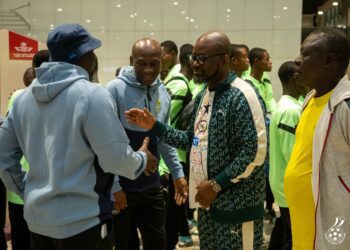 GFA President Kurt Okraku at the Accra International Airport to see off the Black Starlets