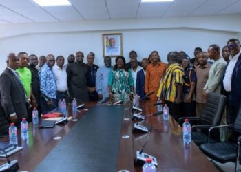 Trade Ministry Enforces Hardline Raw Rubber Export Ban to Anchor Value Chain 5 Hon. Elizabeth Ofosu-Adjare, Minister for Trade, Agribusiness, and Industry, with Industry Stakeholders in Rubber Export Ban Meeting